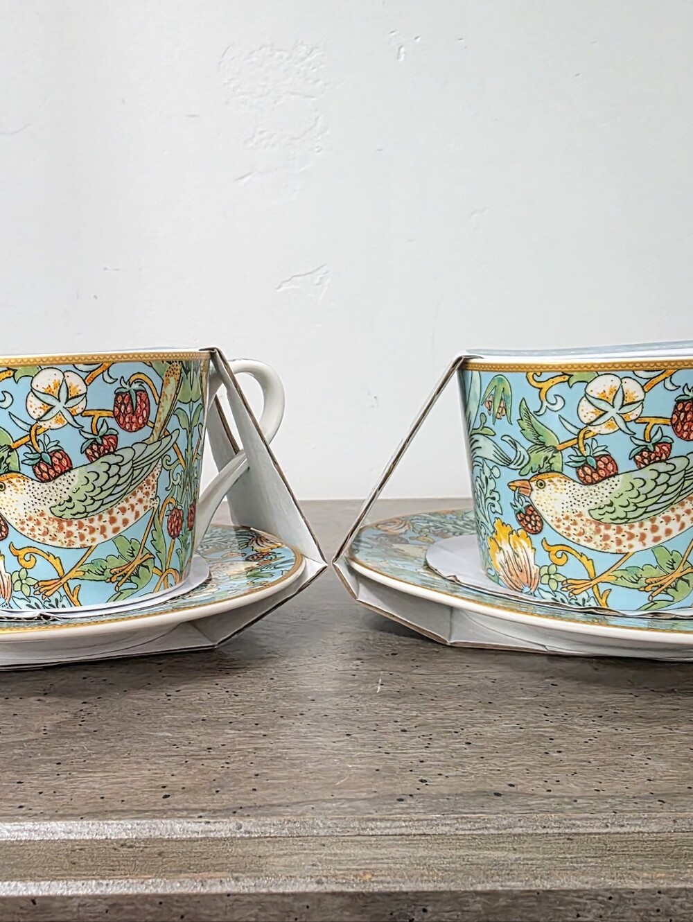 William Morris & Co Strawberry Thief Gold Rim Porcelain Cup & Saucer Set